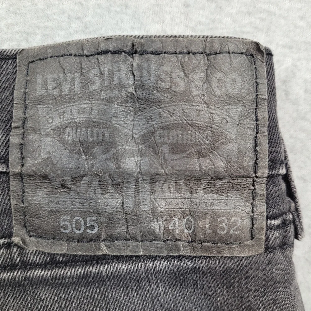 Levi's 505 Regular‎ Fit Jeans Mens 40x32 Black Distressed Straight Leg Denim